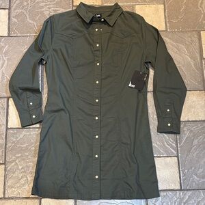 Lee shirt dress Dark Olive Green snap front new